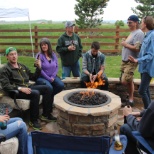 Hanging around the fire at our annual company Crawfish Boil.